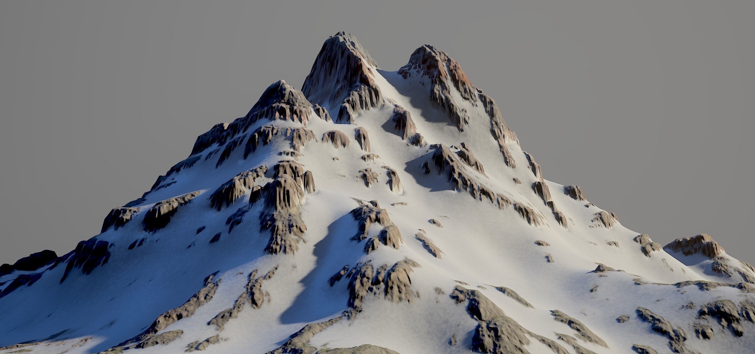 Snow covered mountain Low-poly 3D model_7