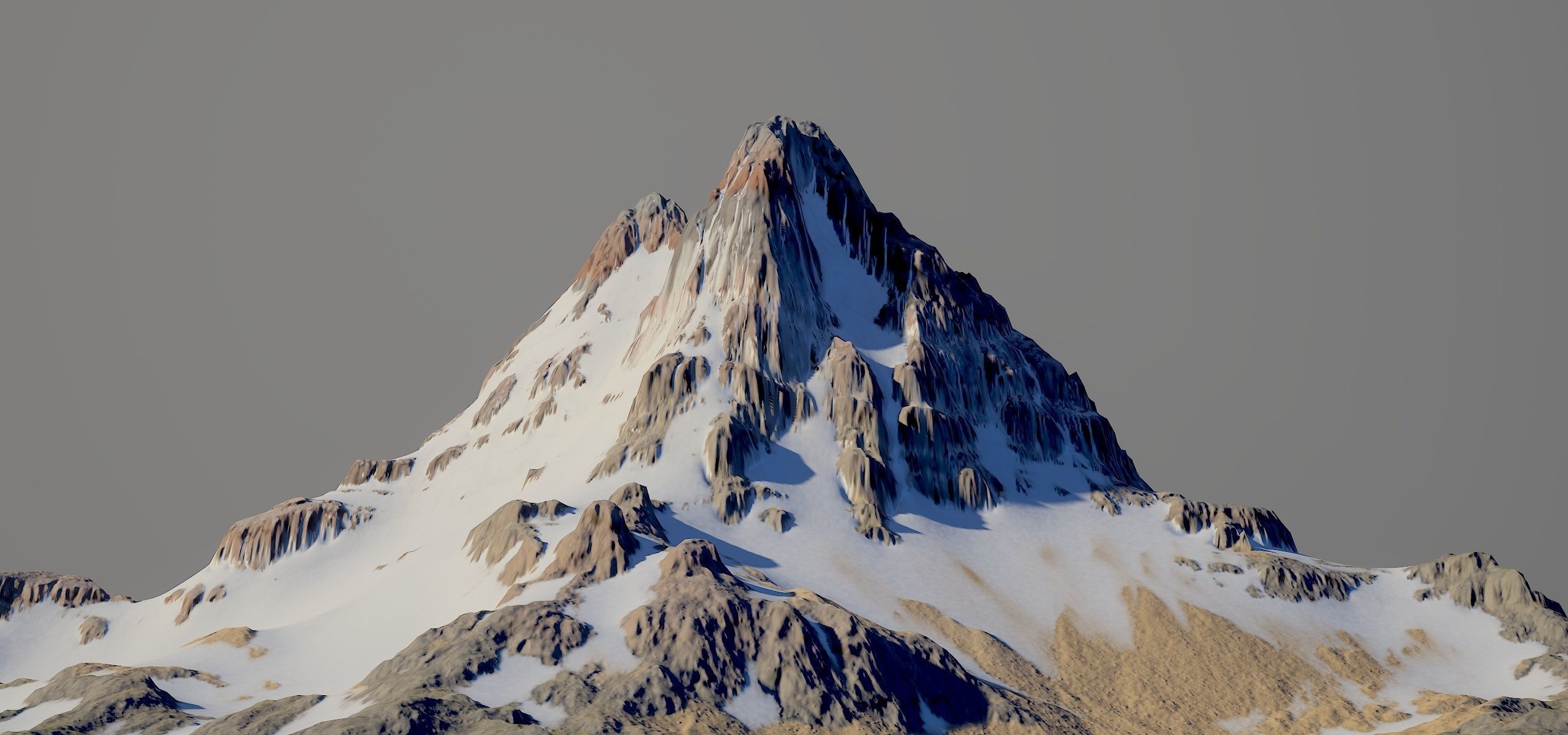 Snow covered mountain Low-poly 3D model_3