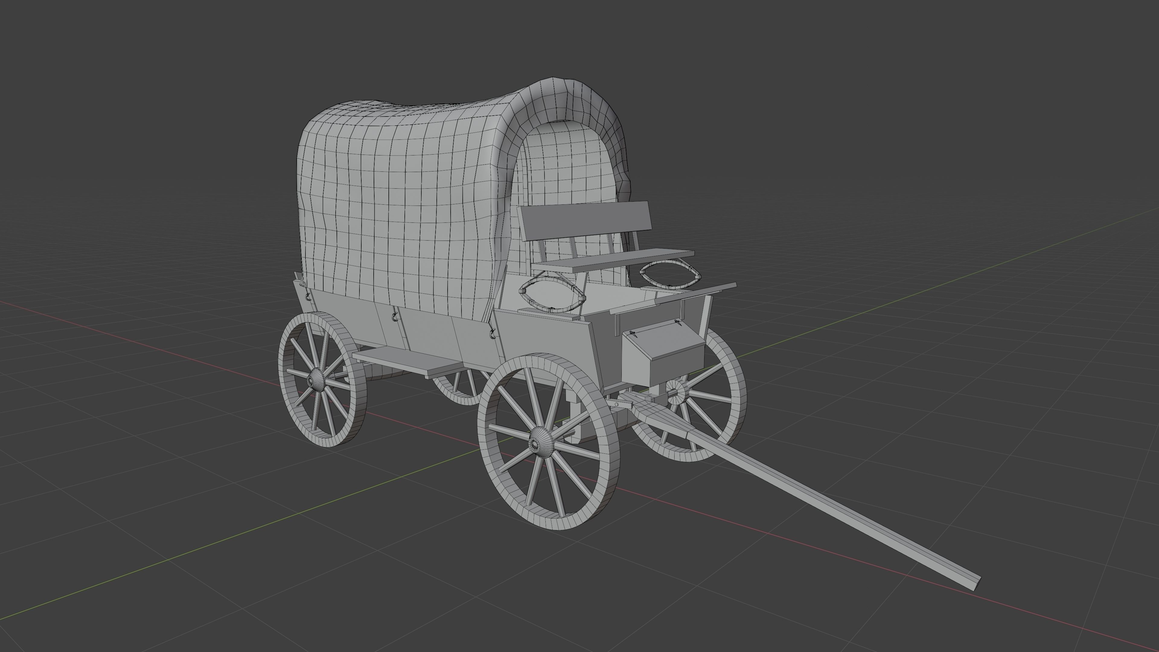 Realistic Medieval Covered Wagon Low-poly 3D model_7