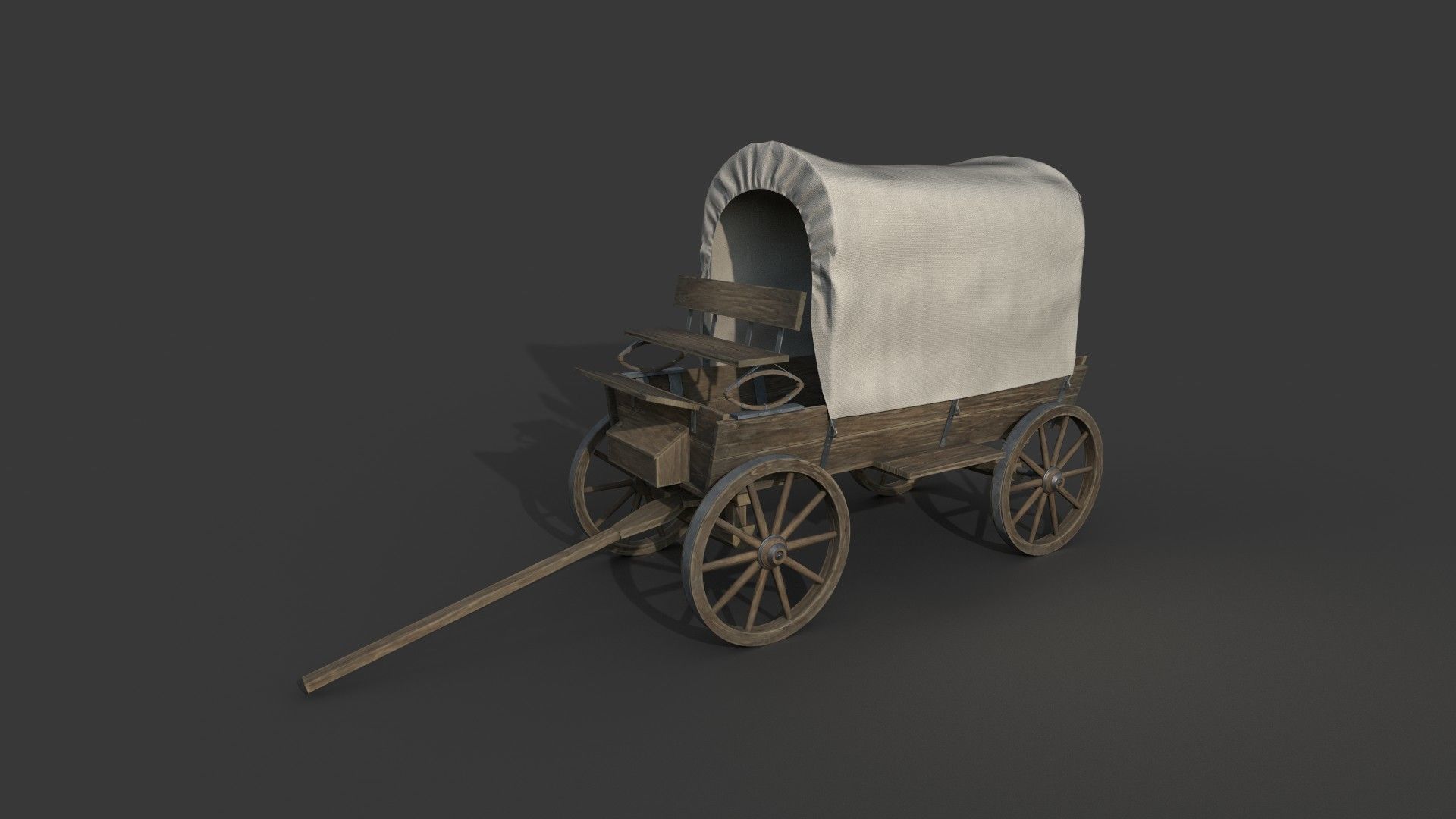 Realistic Medieval Covered Wagon Low-poly 3D model_1