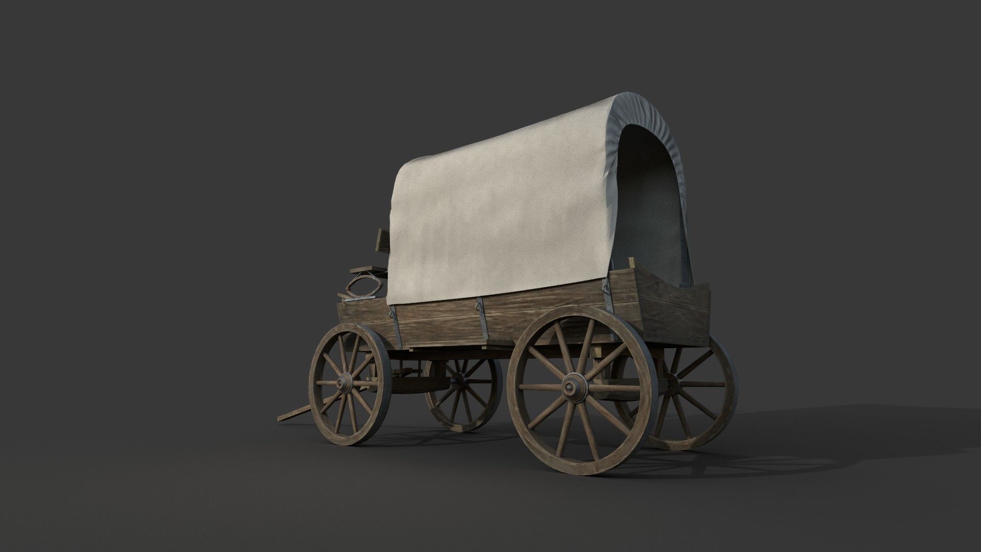 Realistic Medieval Covered Wagon Low-poly 3D model_2