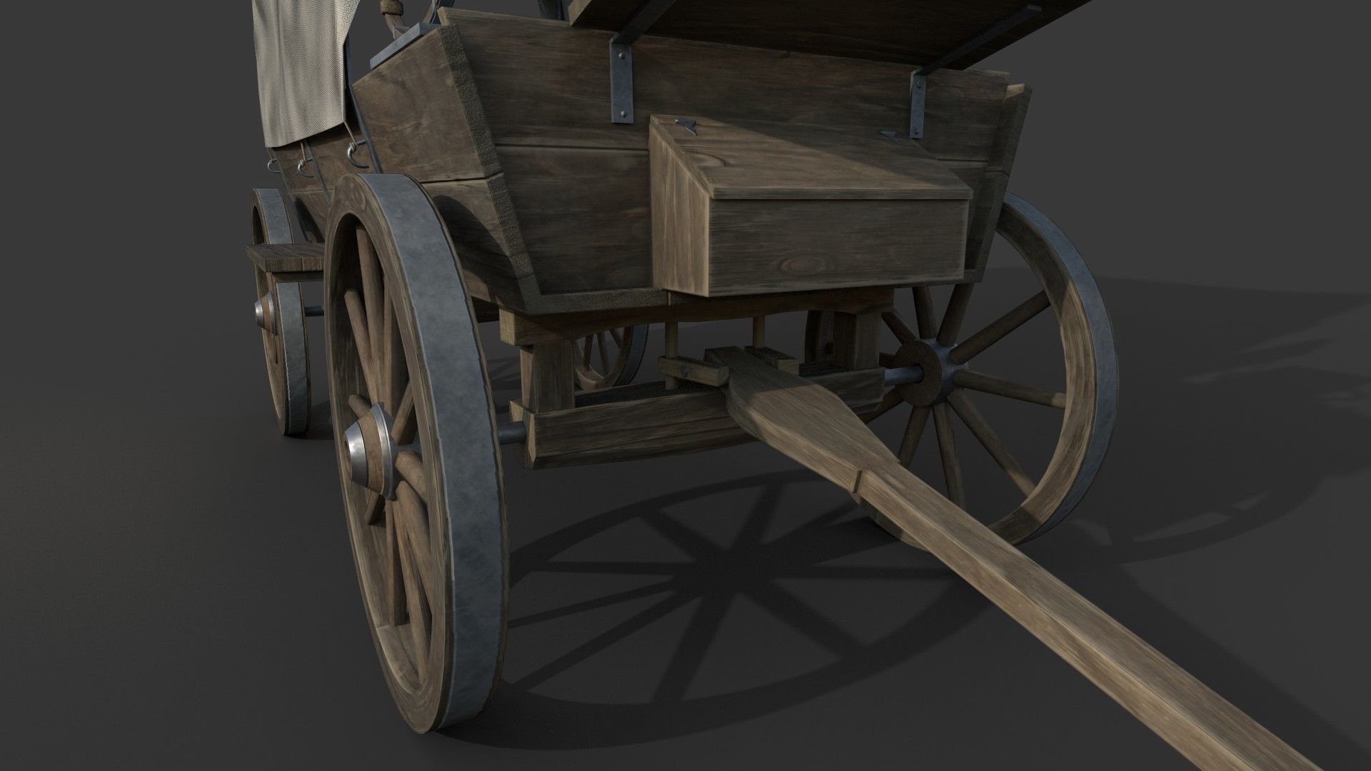 Realistic Medieval Covered Wagon Low-poly 3D model_6