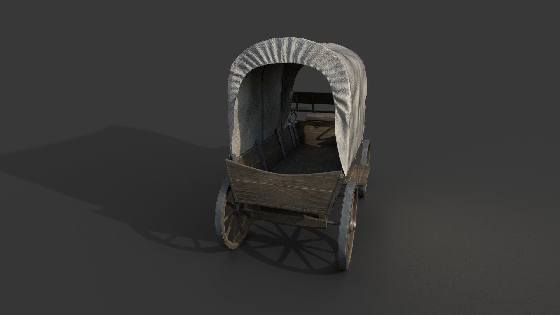 Realistic Medieval Covered Wagon Low-poly 3D model_5