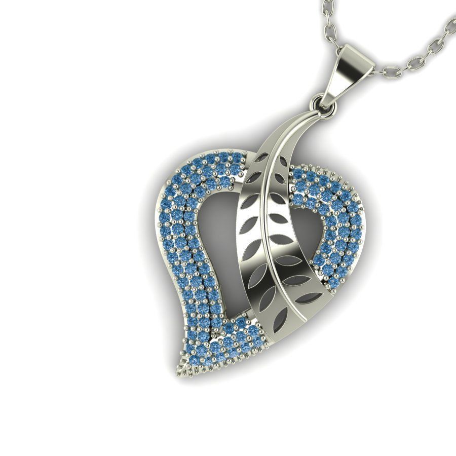 3d-model pendant heart with ruby stones 3D print model_1