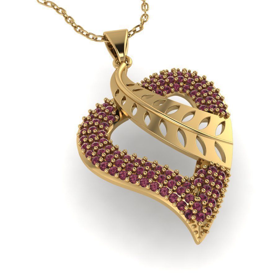 3d-model pendant heart with ruby stones 3D print model_4