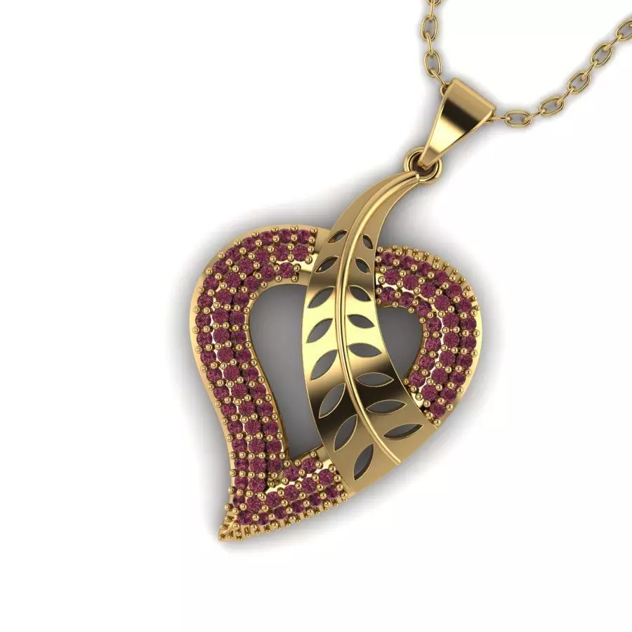 3d-model pendant heart with ruby stones 3D print model_0