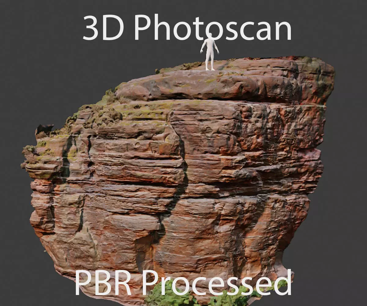 PBR Rocks Stone Forest Cliff Big Drone scan 3D model_0