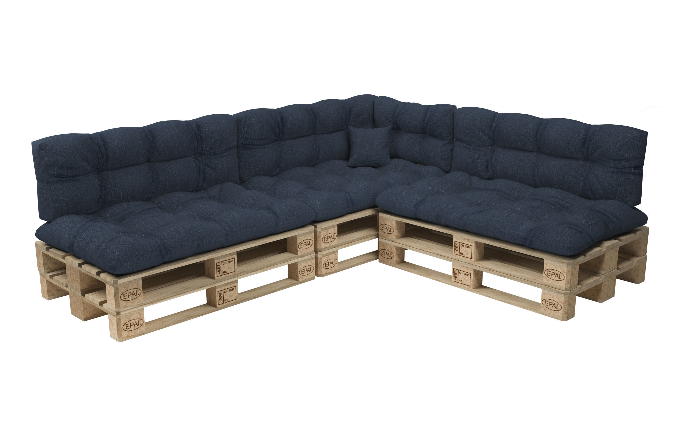 Corner sofa with pallets and quilted pillows - pallet furniture 3D model_6