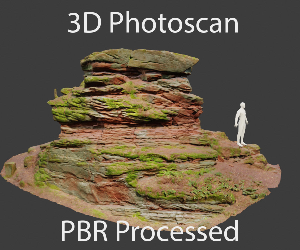 PBR Rocks Stone Forest Cliff Big Drone scan 3D model_22