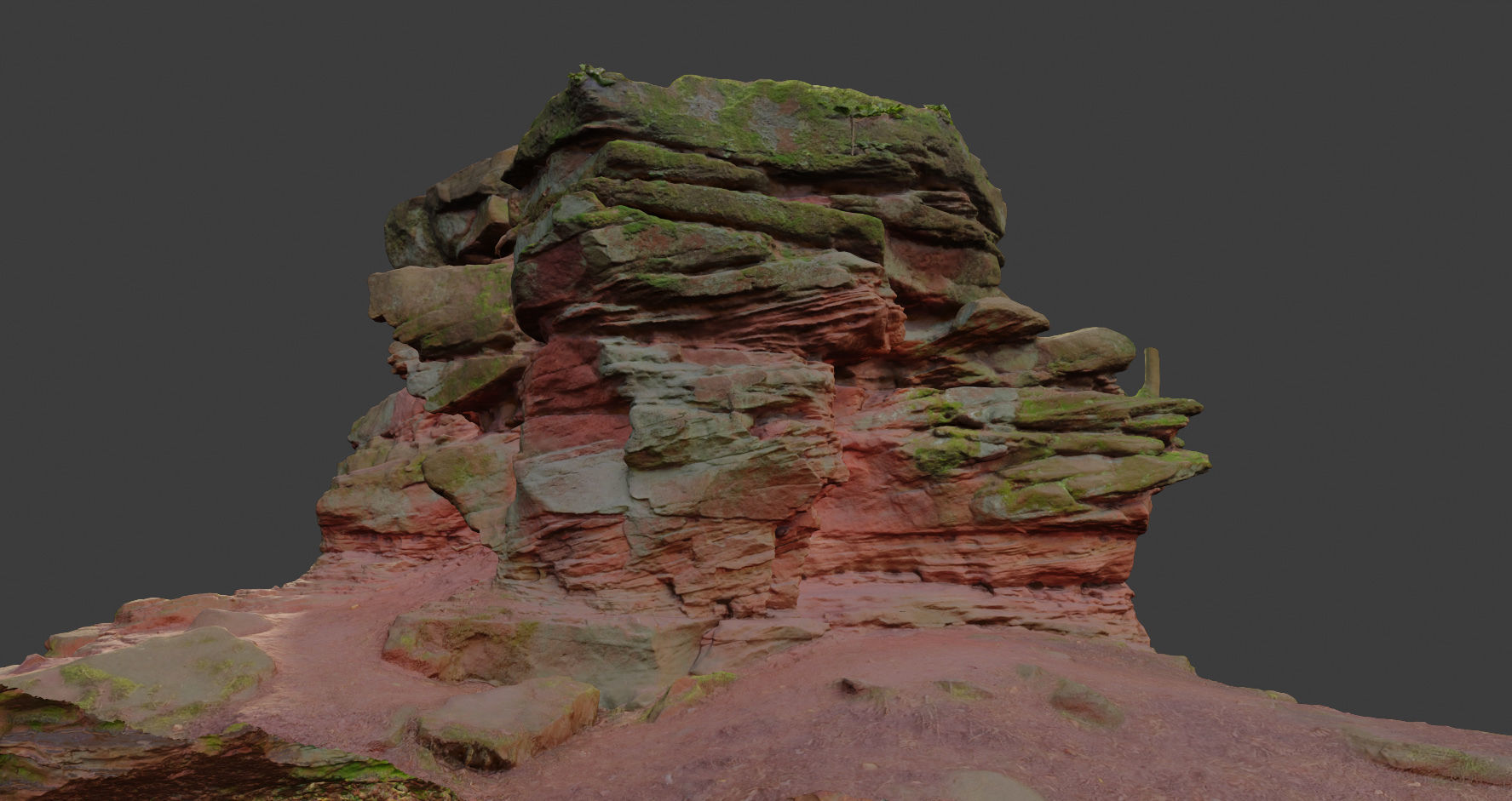 PBR Rocks Stone Forest Cliff Big Drone scan 3D model_1