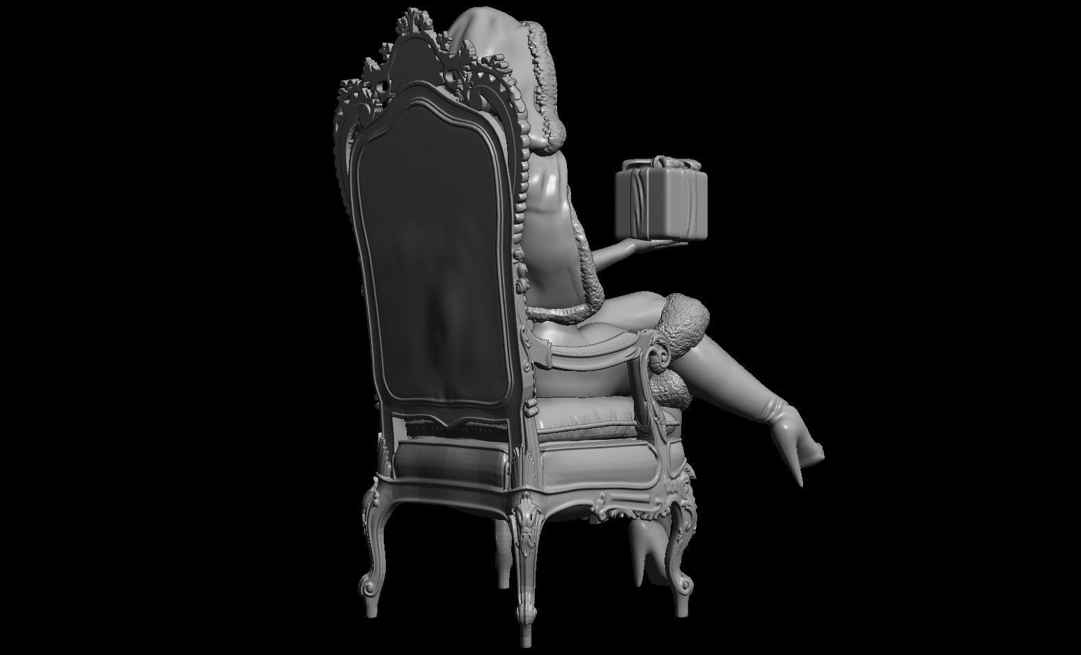 Erotic high quality figure  Lady santa adult christmas 3D print model_9