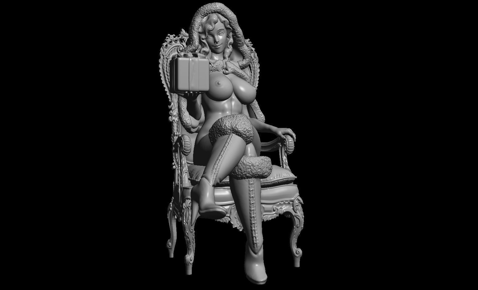 Erotic high quality figure  Lady santa adult christmas 3D print model_5