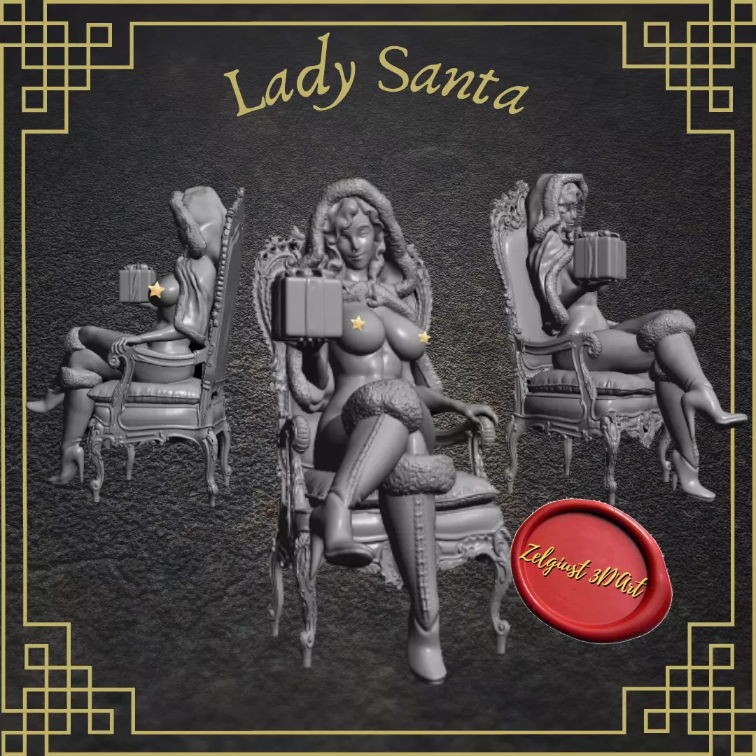 Erotic high quality figure  Lady santa adult christmas 3D print model_0