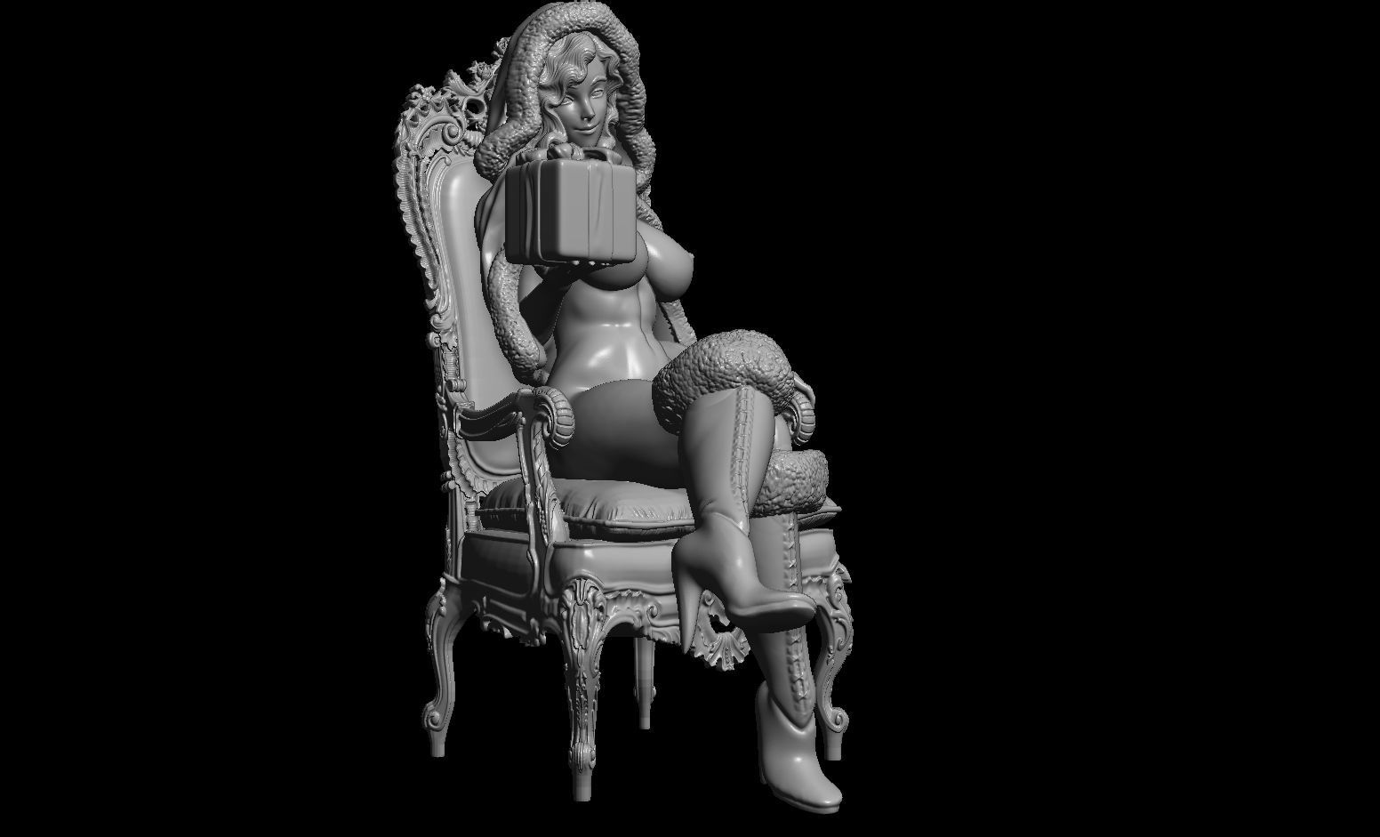 Erotic high quality figure  Lady santa adult christmas 3D print model_6