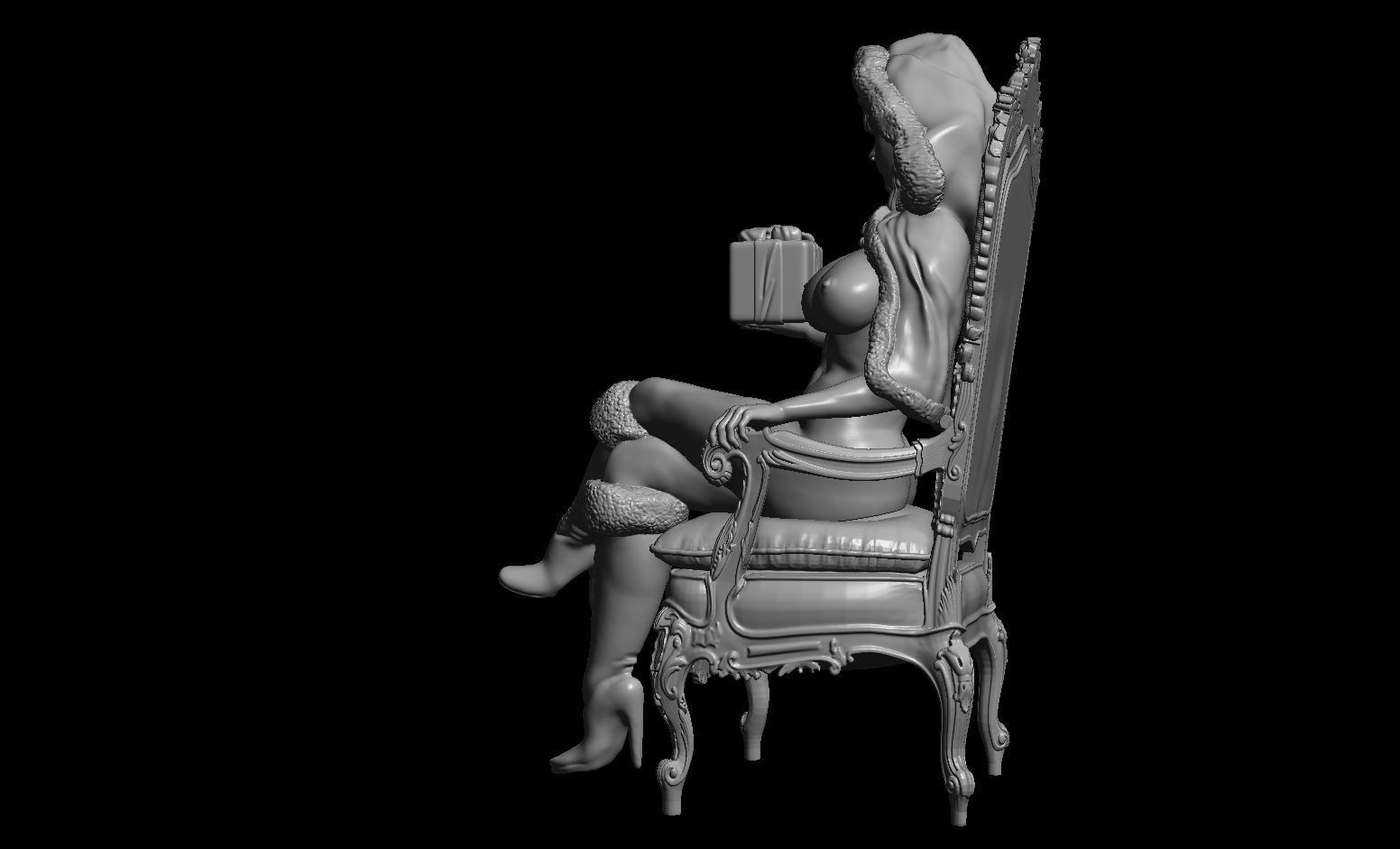 Erotic high quality figure  Lady santa adult christmas 3D print model_10