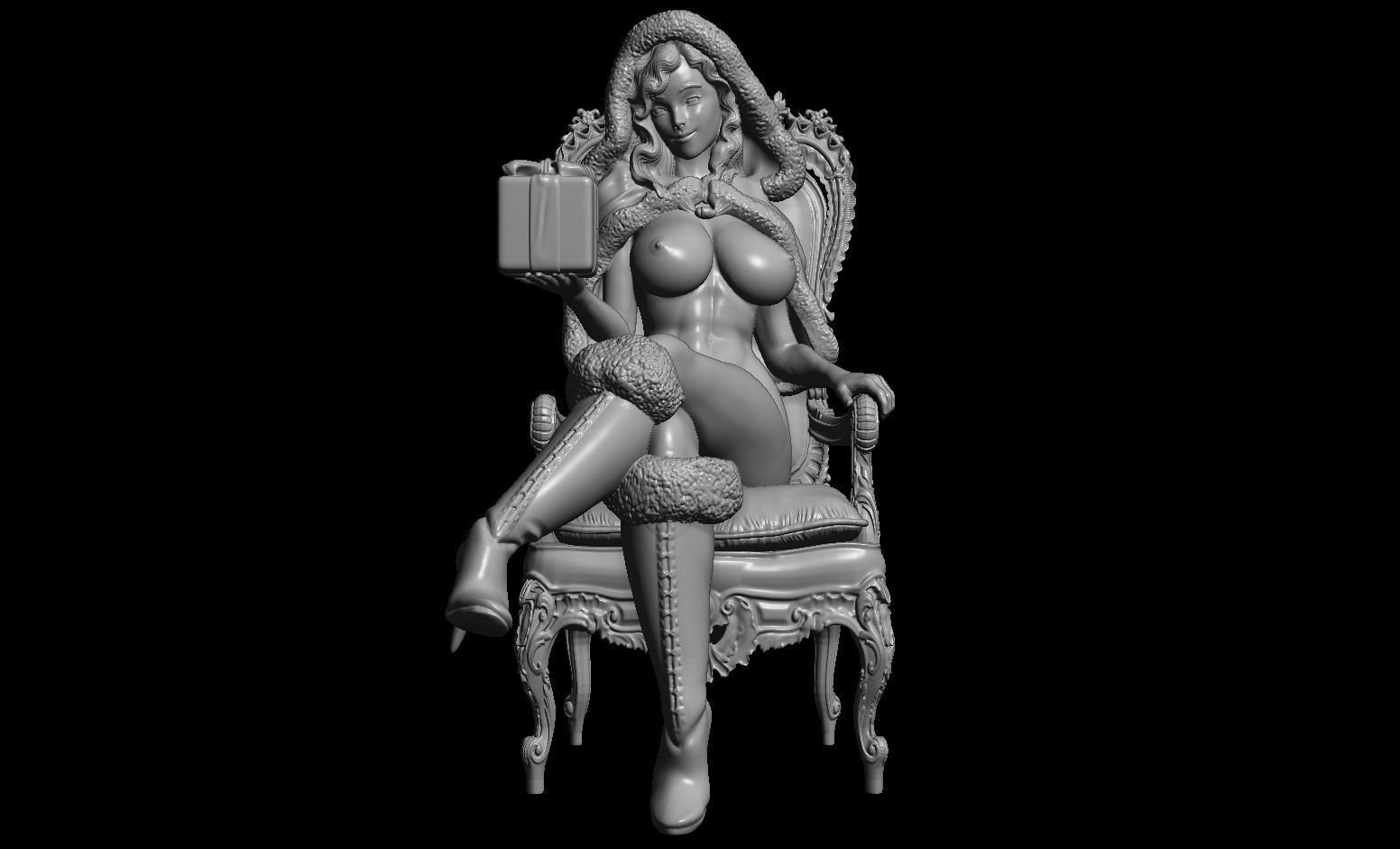 Erotic high quality figure  Lady santa adult christmas 3D print model_1