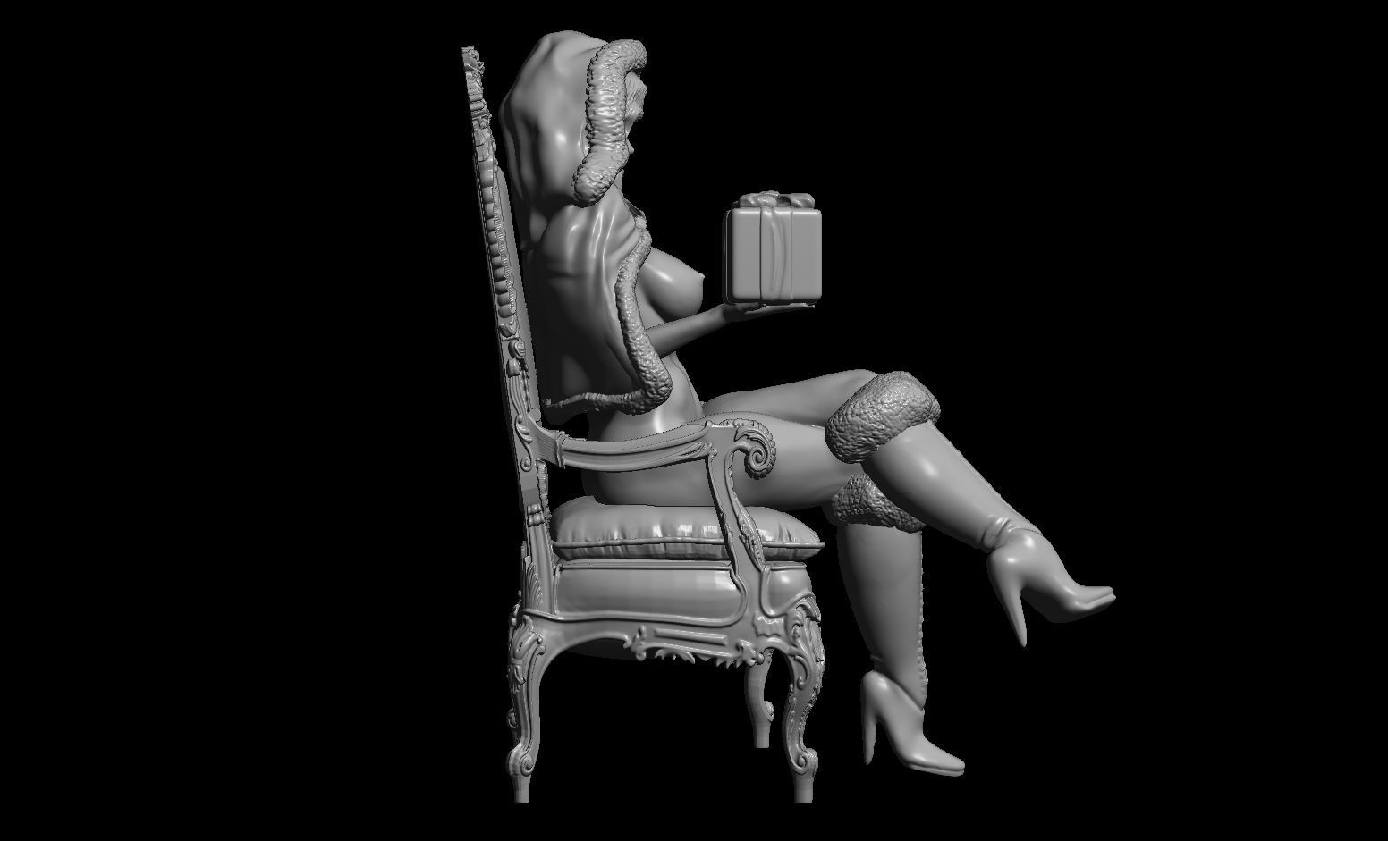 Erotic high quality figure  Lady santa adult christmas 3D print model_8