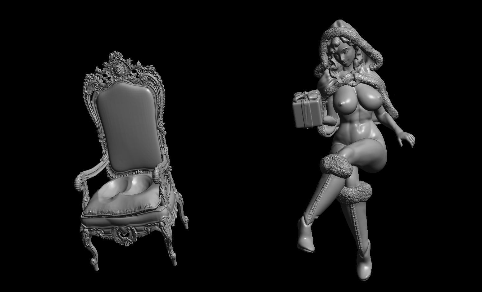 Erotic high quality figure  Lady santa adult christmas 3D print model_2