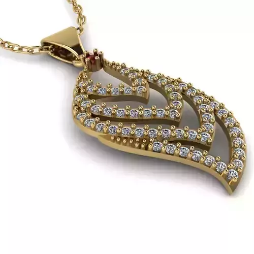 3d-model prndant gold diamond leaf pendant