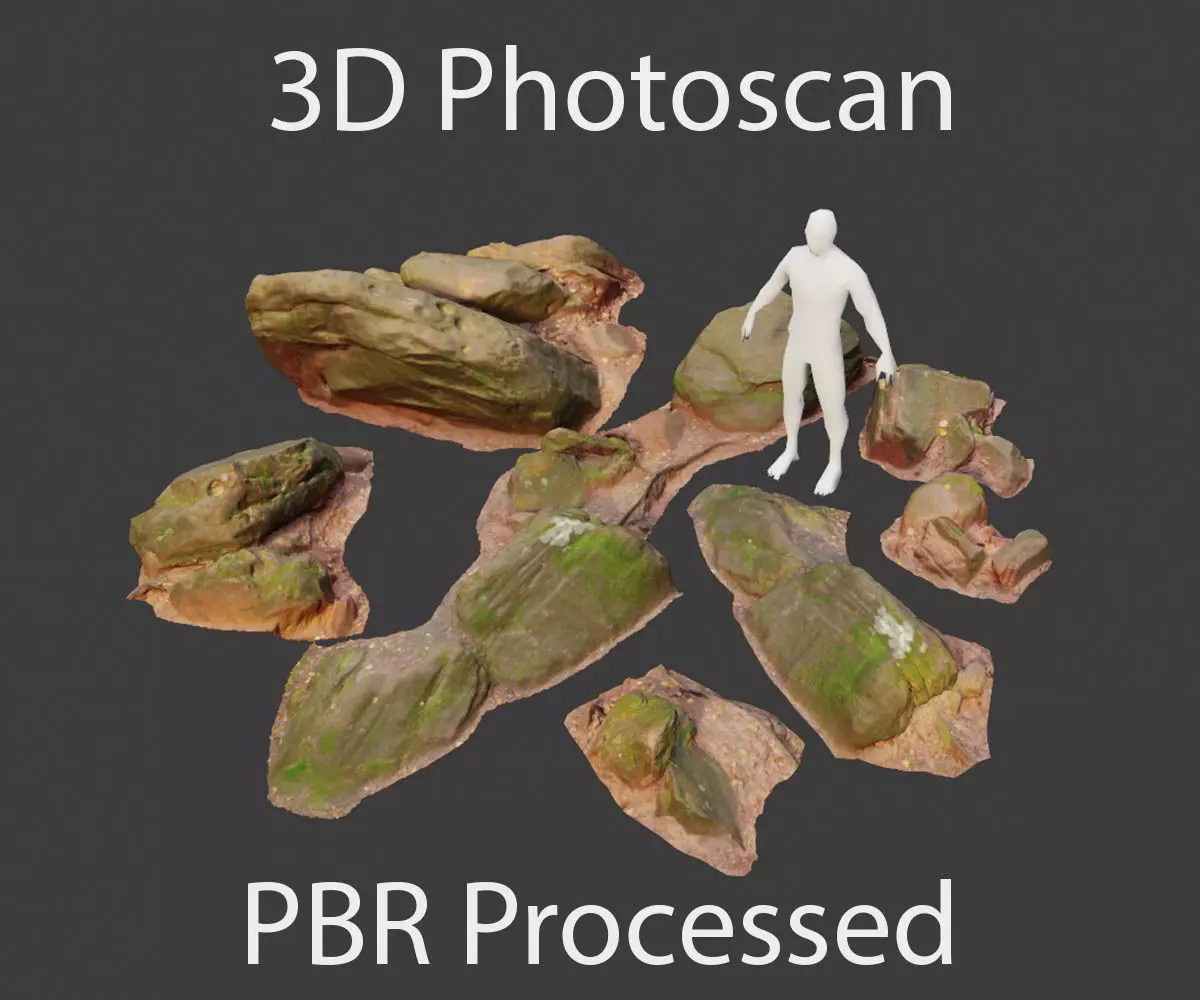 Rock stone sandstone Scans - 3D PBR Low Poly Pack 3D model_0