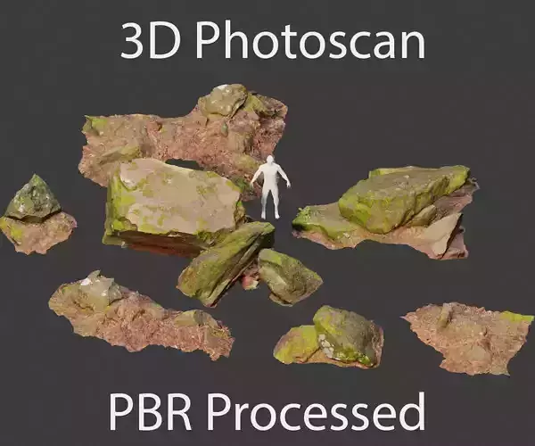 Rock stone sandstone Scans - 3D PBR Low Poly Pack 3D model