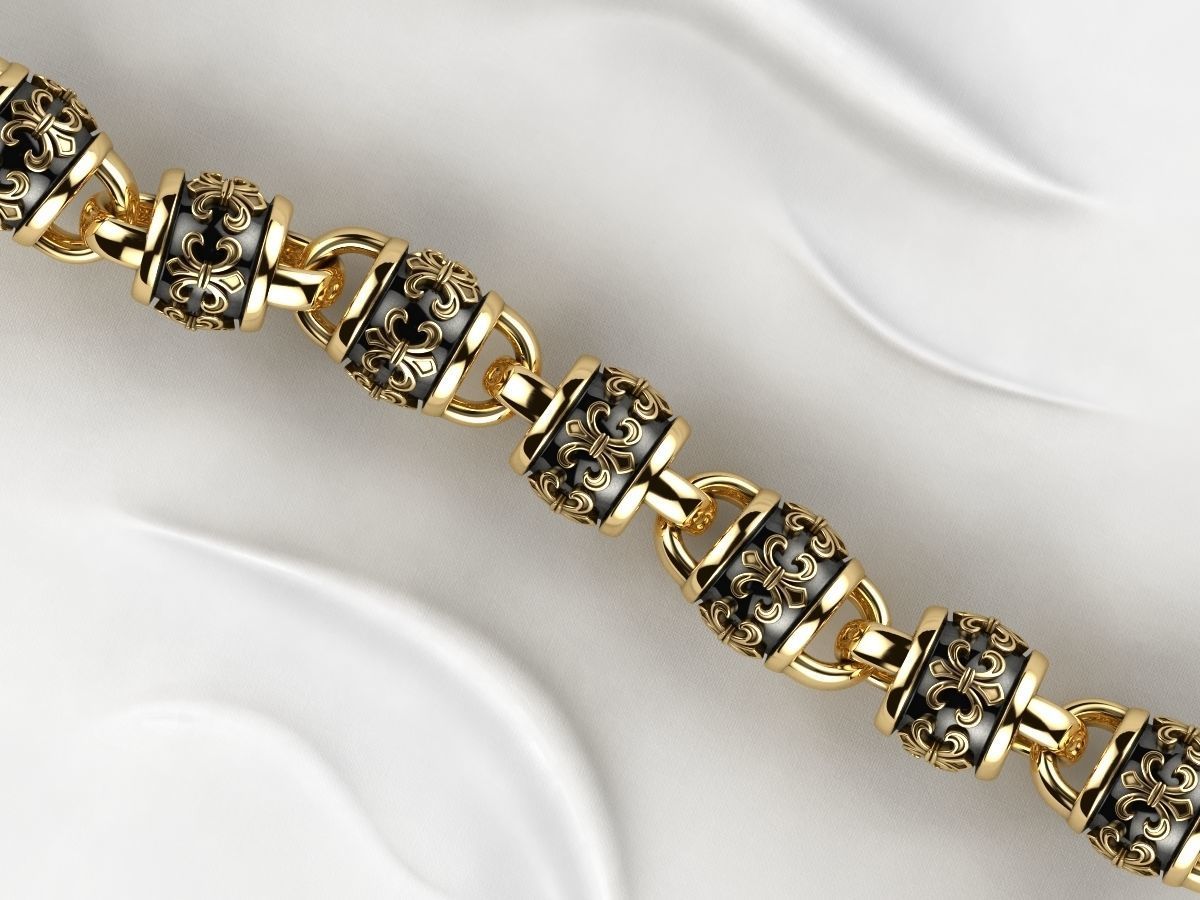 Rhodium Plating Gold Chain Bracelet 3D print model_10