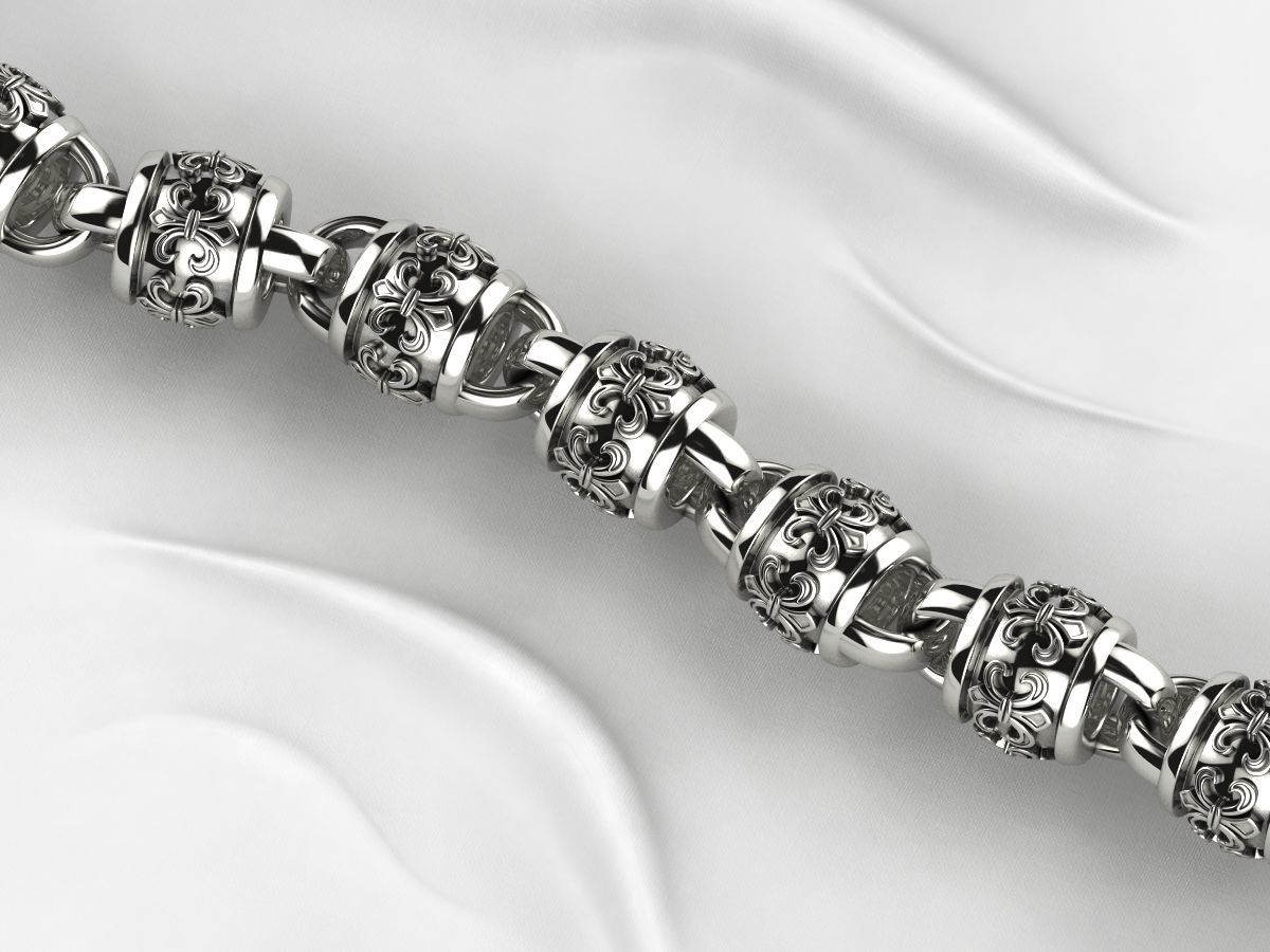 Rhodium Plating Gold Chain Bracelet 3D print model_5