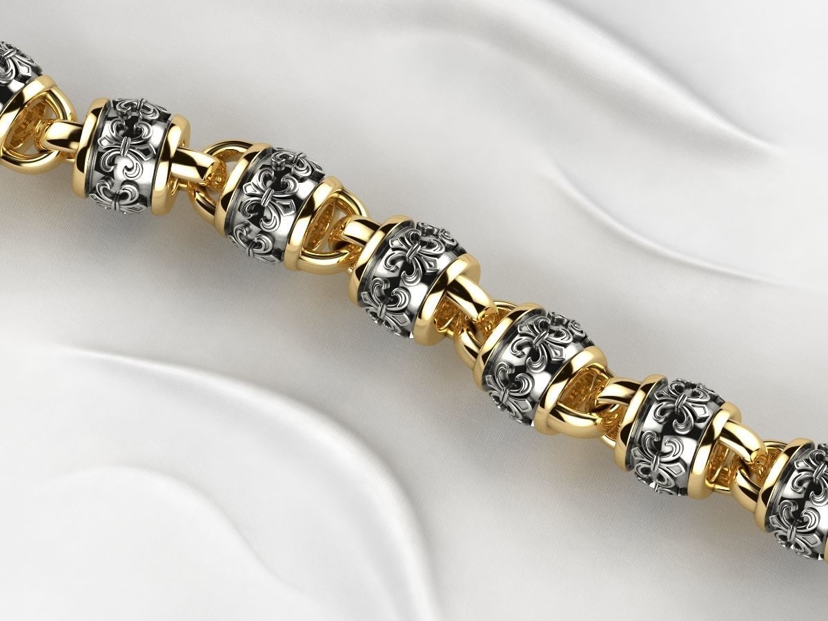 Rhodium Plating Gold Chain Bracelet 3D print model_3
