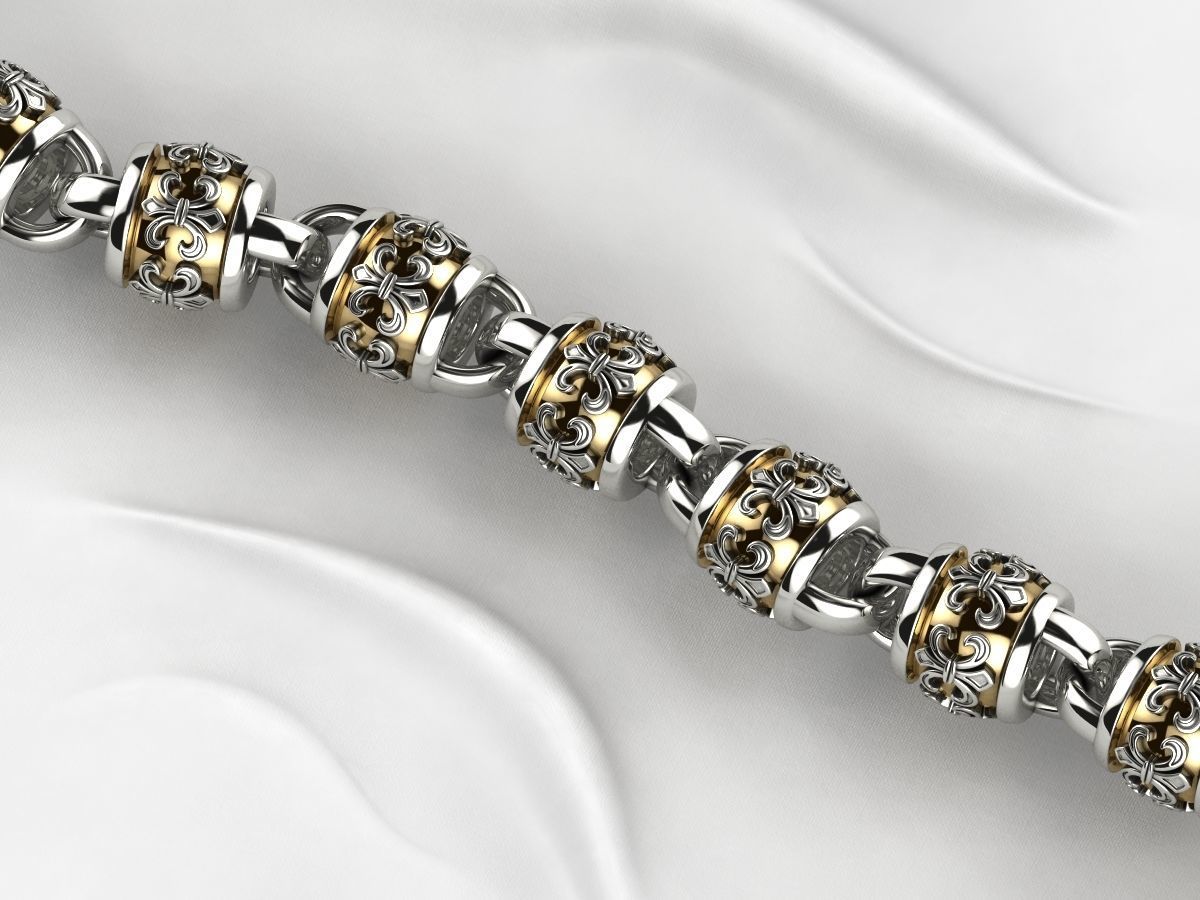 Rhodium Plating Gold Chain Bracelet 3D print model_6
