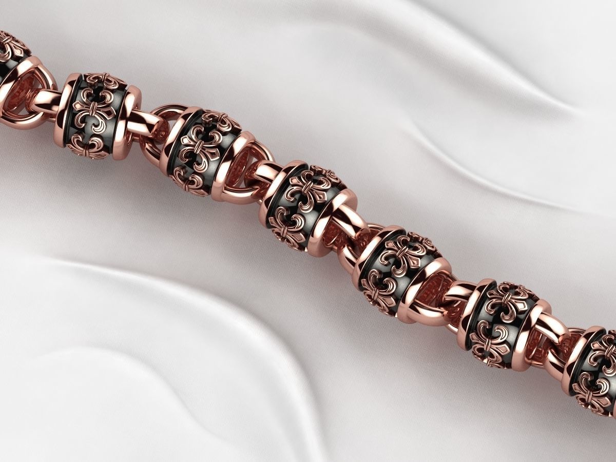 Rhodium Plating Gold Chain Bracelet 3D print model_7