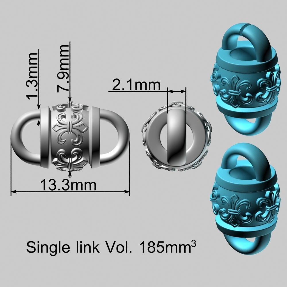 Rhodium Plating Gold Chain Bracelet 3D print model_18