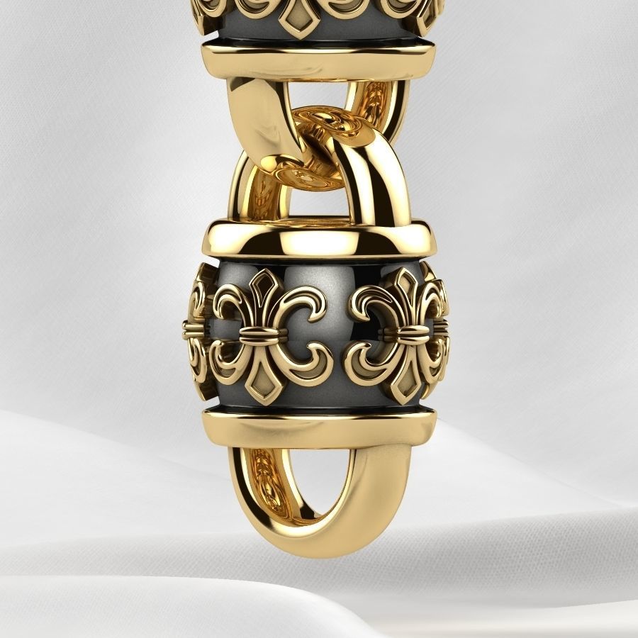 Rhodium Plating Gold Chain Bracelet 3D print model_14