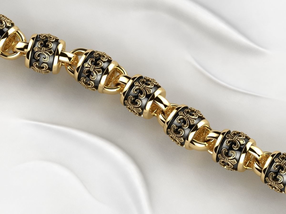 Rhodium Plating Gold Chain Bracelet 3D print model_1