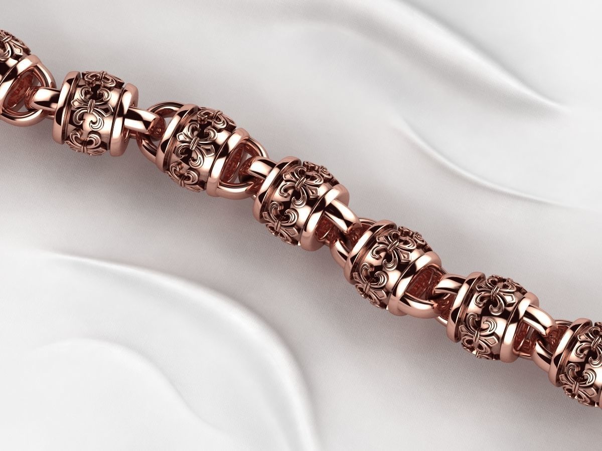Rhodium Plating Gold Chain Bracelet 3D print model_8