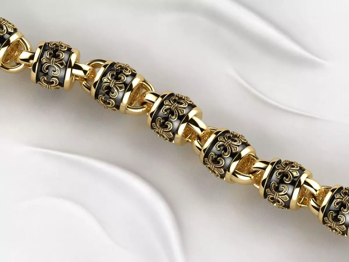 Rhodium Plating Gold Chain Bracelet 3D print model_0