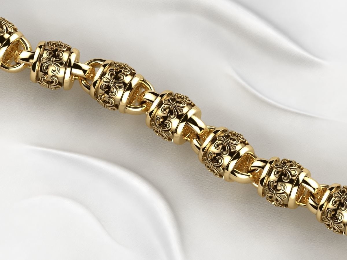 Rhodium Plating Gold Chain Bracelet 3D print model_2