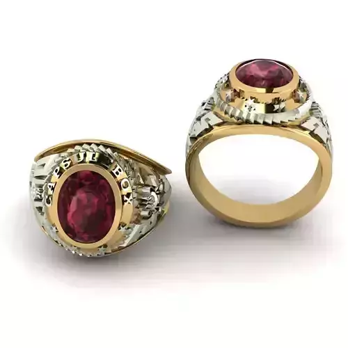 3d-model ring gold with ruby stone
