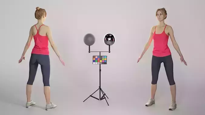 Slim sporty woman in A-pose 312