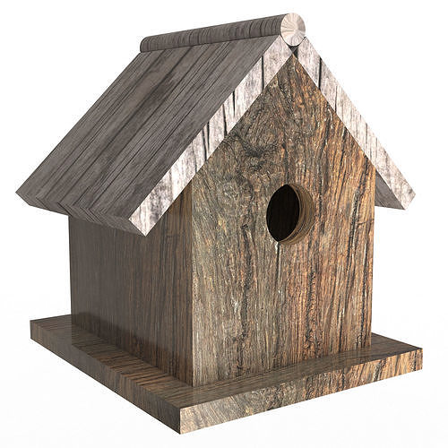 Birdhouse wooden Low-poly 3D model