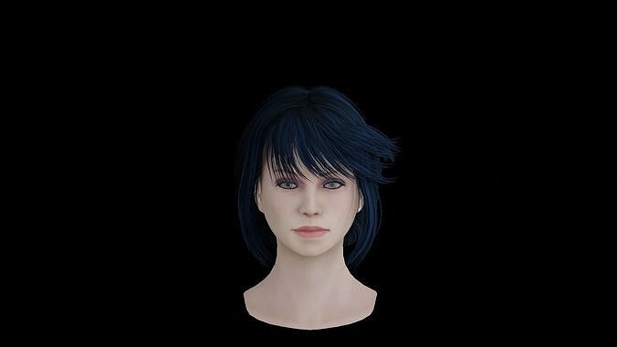 Japanese girl hairstyle Low-poly 3D model
