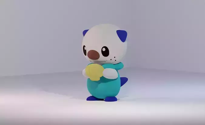 Oshawott cartoon character holding ball