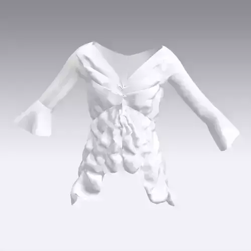 BLOUSE WHITE DRAPED LOOK V NECKLINE