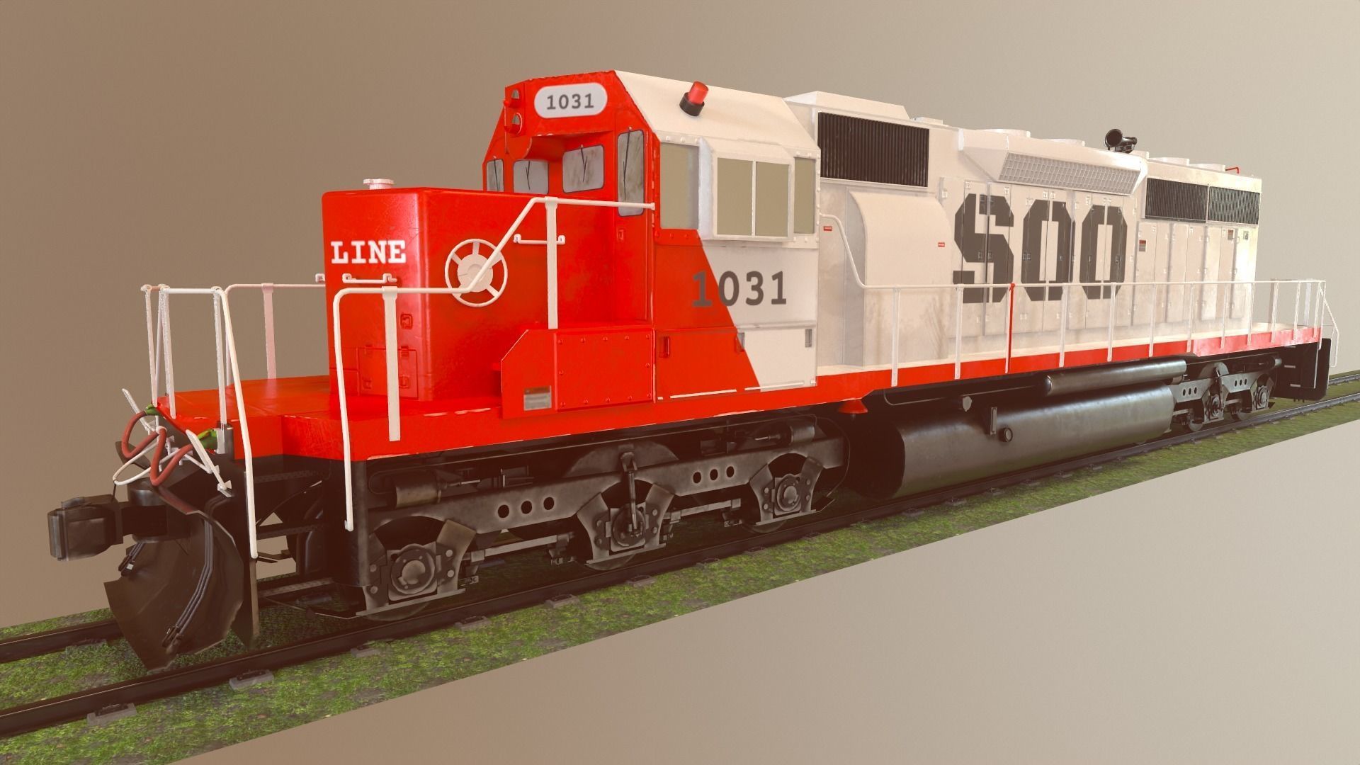 Locomotive Diesel Electric EMD SD40-2 Realistic Low-poly model Low-poly 3D model_12