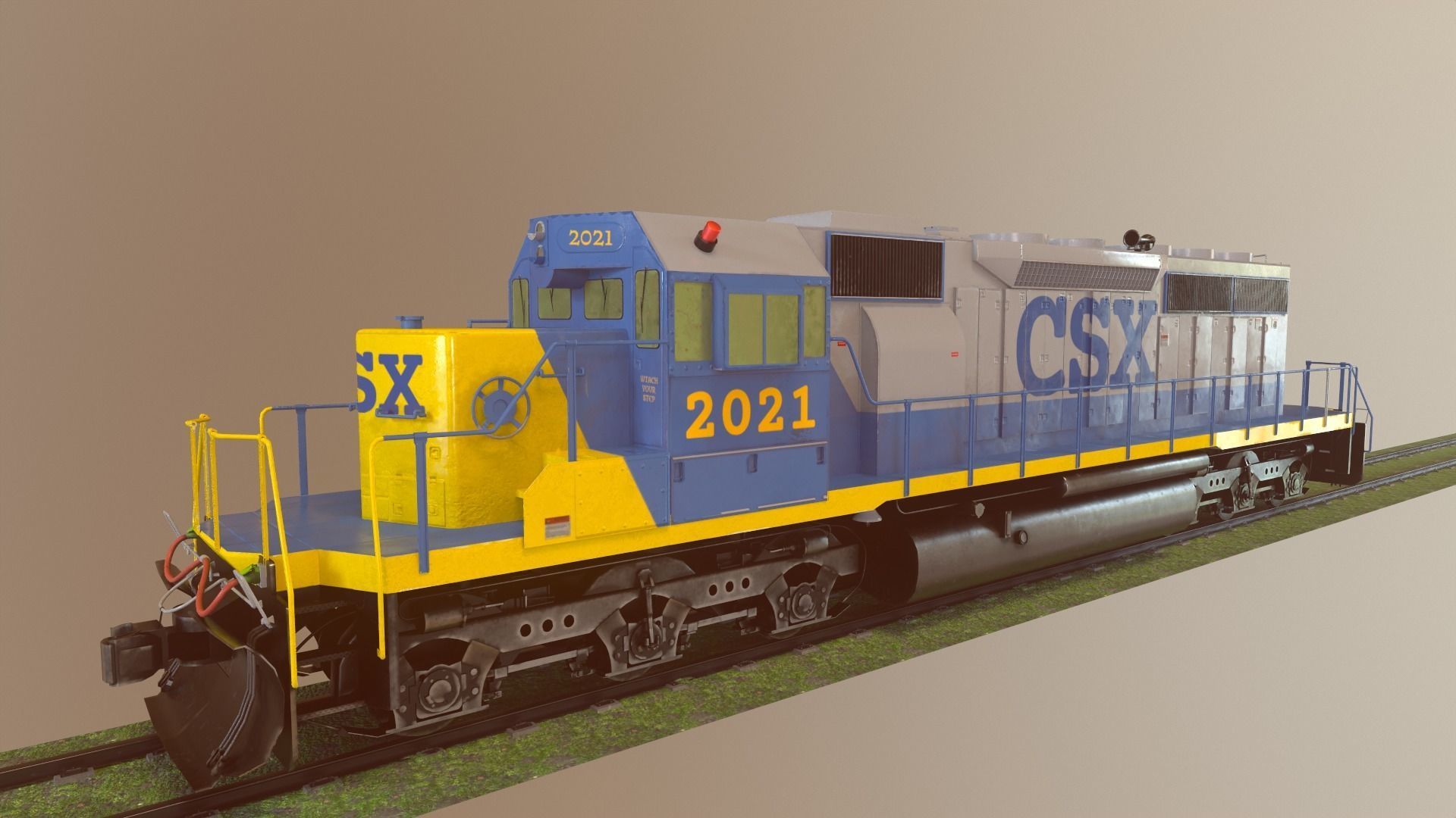 Locomotive Diesel Electric EMD SD40-2 Realistic Low-poly model Low-poly 3D model_15
