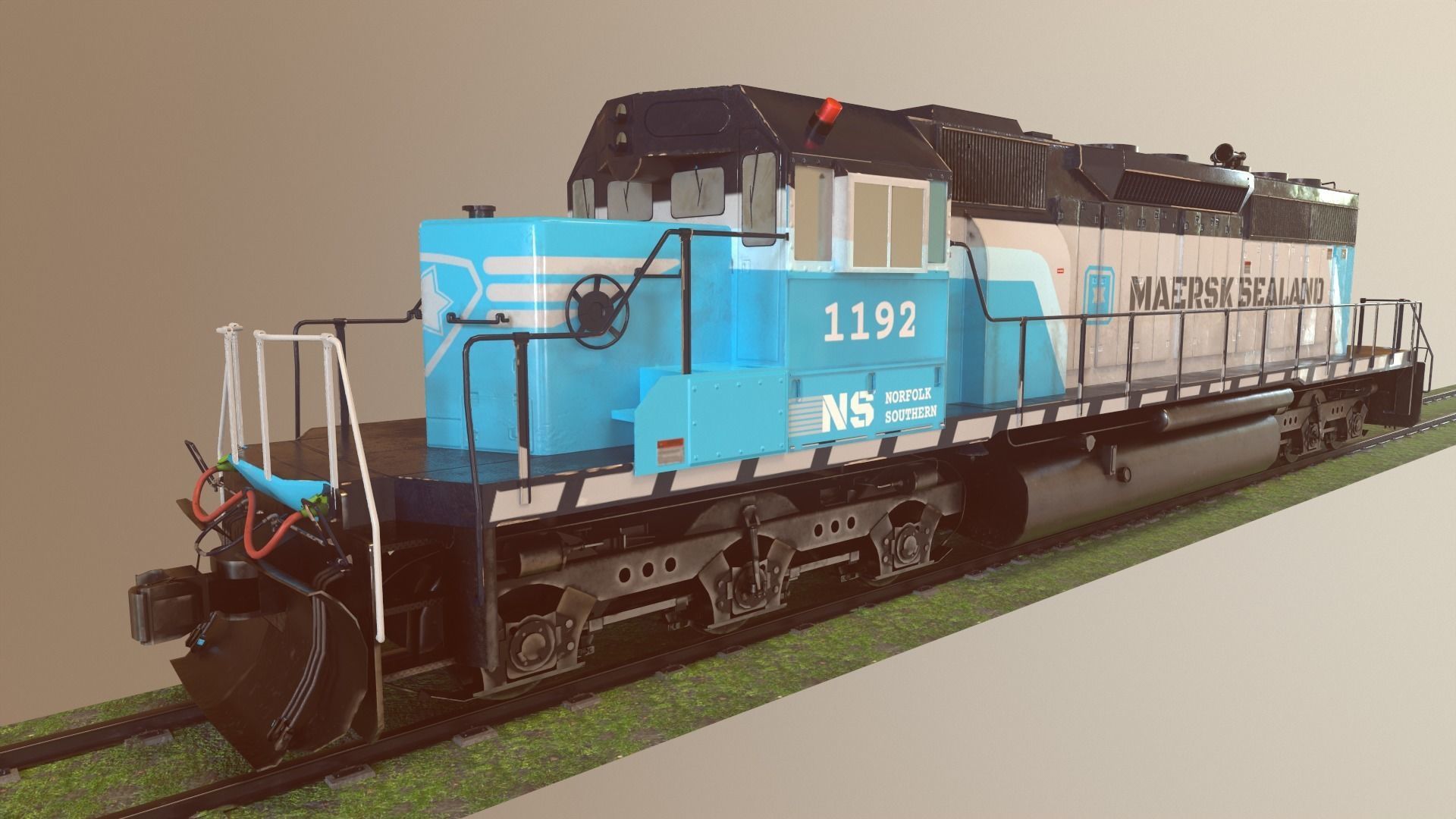 Locomotive Diesel Electric EMD SD40-2 Realistic Low-poly model Low-poly 3D model_27