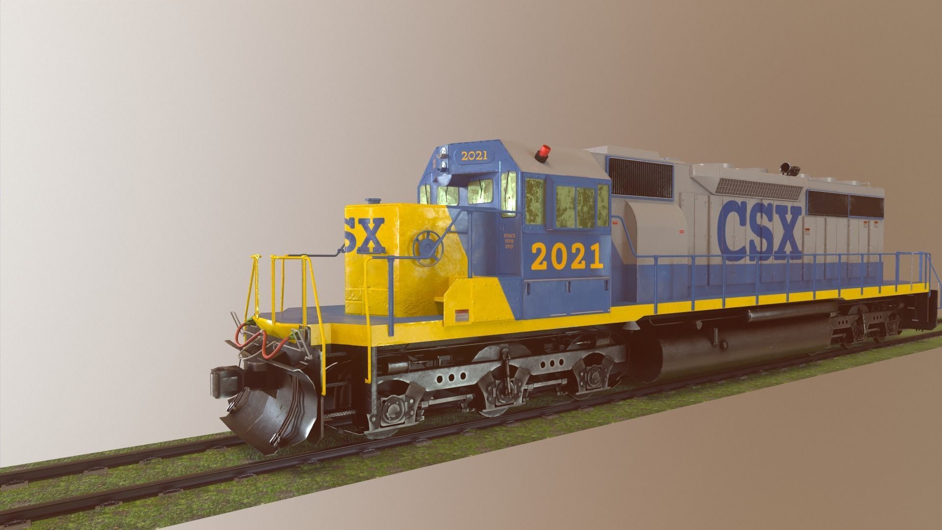 Locomotive Diesel Electric EMD SD40-2 Realistic Low-poly model Low-poly 3D model_13