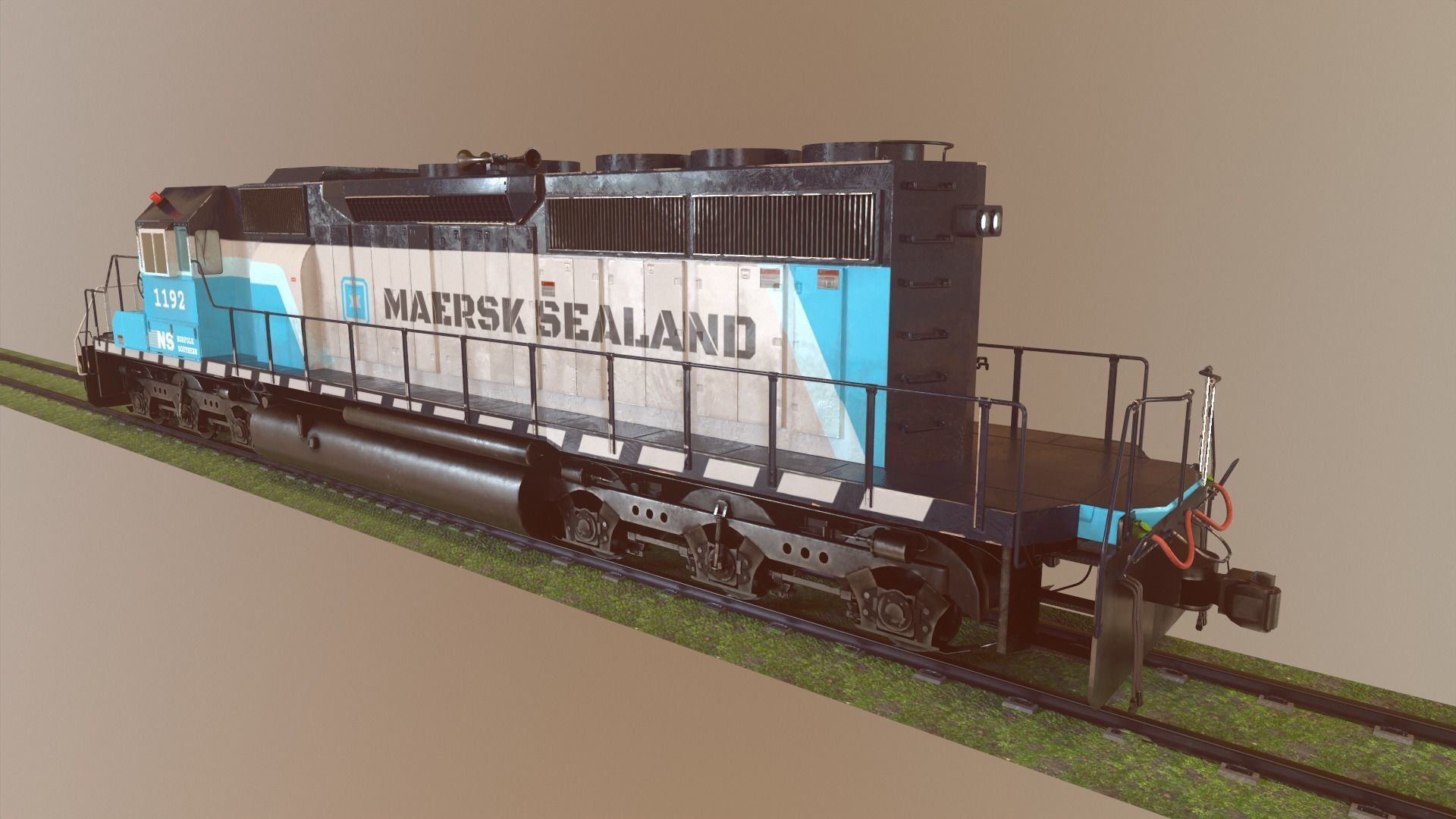Locomotive Diesel Electric EMD SD40-2 Realistic Low-poly model Low-poly 3D model_24