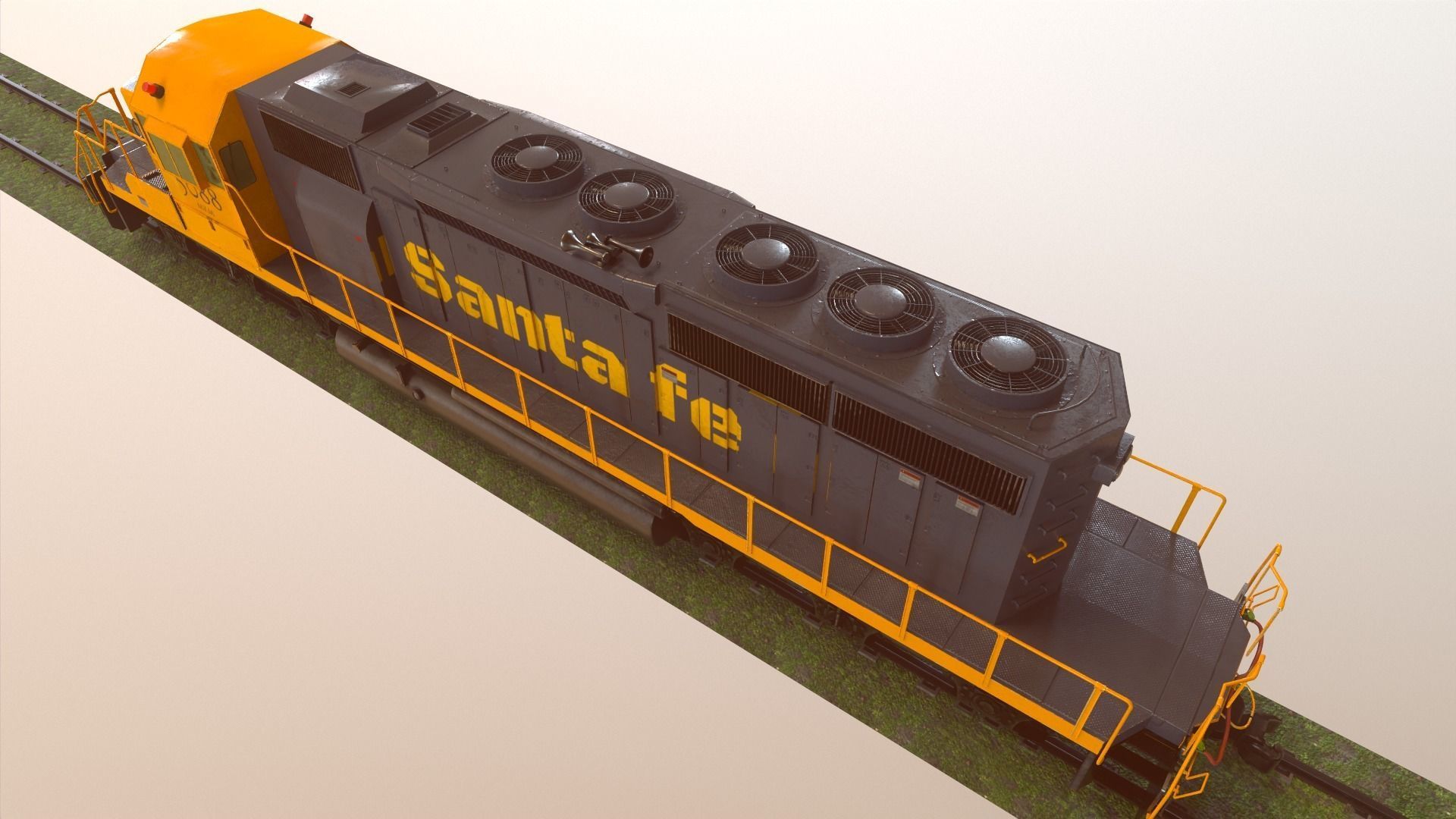 Locomotive Diesel Electric EMD SD40-2 Realistic Low-poly model Low-poly 3D model_30