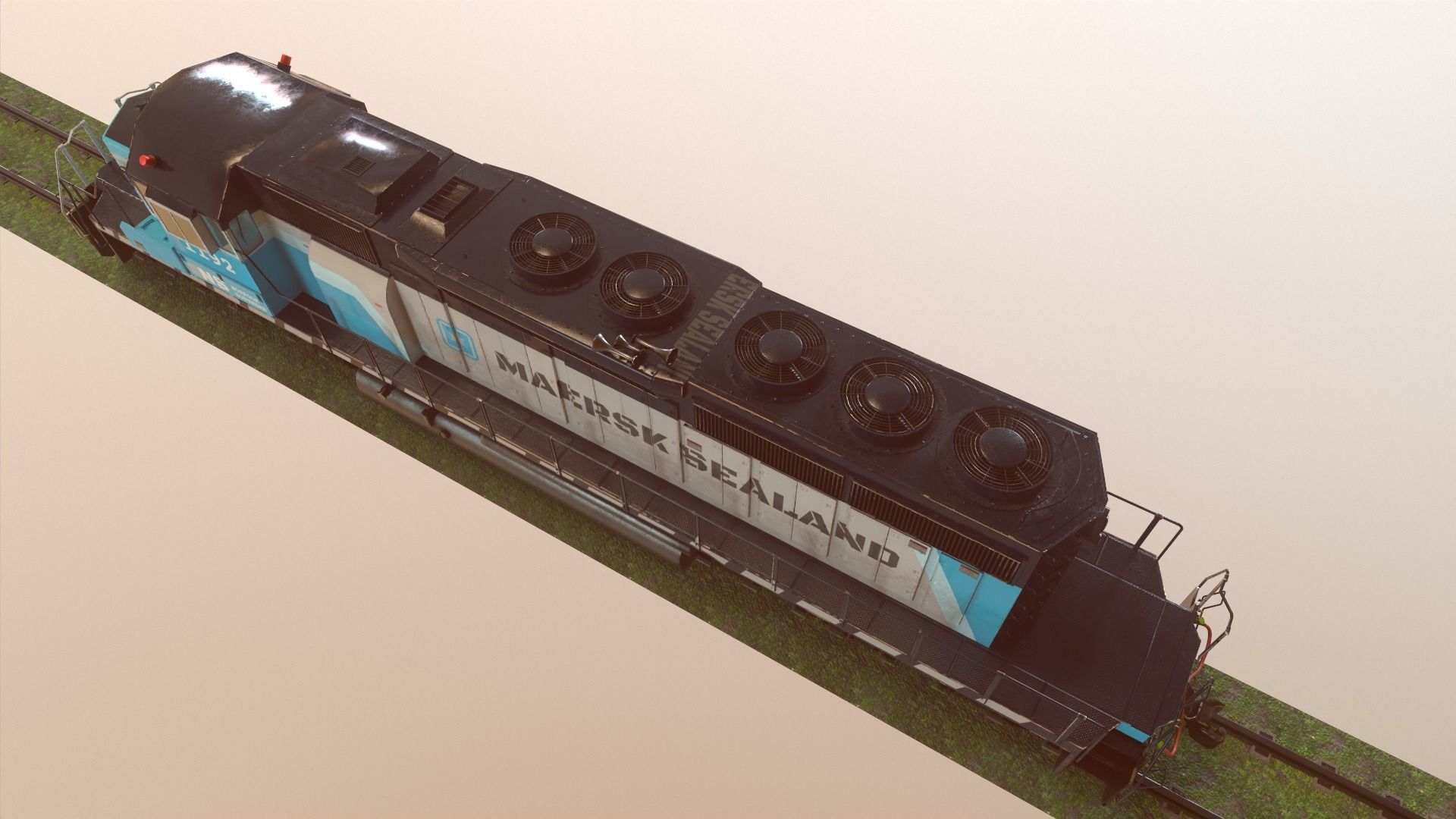 Locomotive Diesel Electric EMD SD40-2 Realistic Low-poly model Low-poly 3D model_25