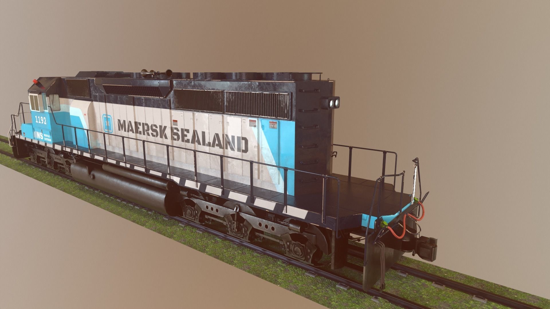 Locomotive Diesel Electric EMD SD40-2 Realistic Low-poly model Low-poly 3D model_23